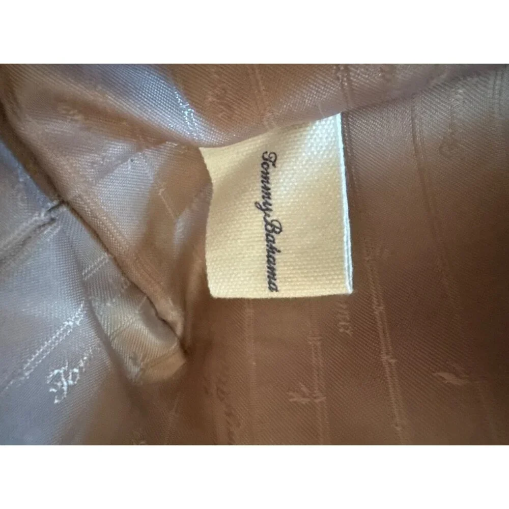 Tommy Bahama Floral Stripe Tote W/Pouch Navy White Faux Leather Travel Beach 90s - Picture 4 of 16